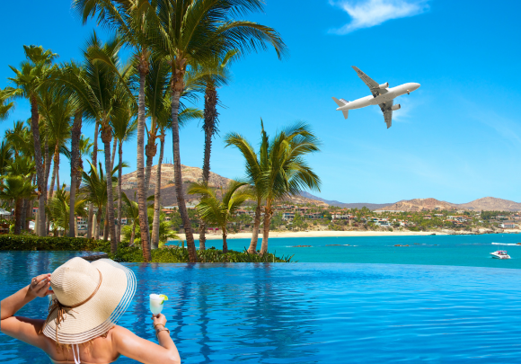 Sipping a drink in a tropical paradise